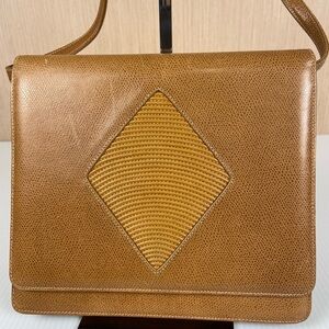 Vintage L Righini Roma Italian Leather Crossbody Bag Tan Made in Italy